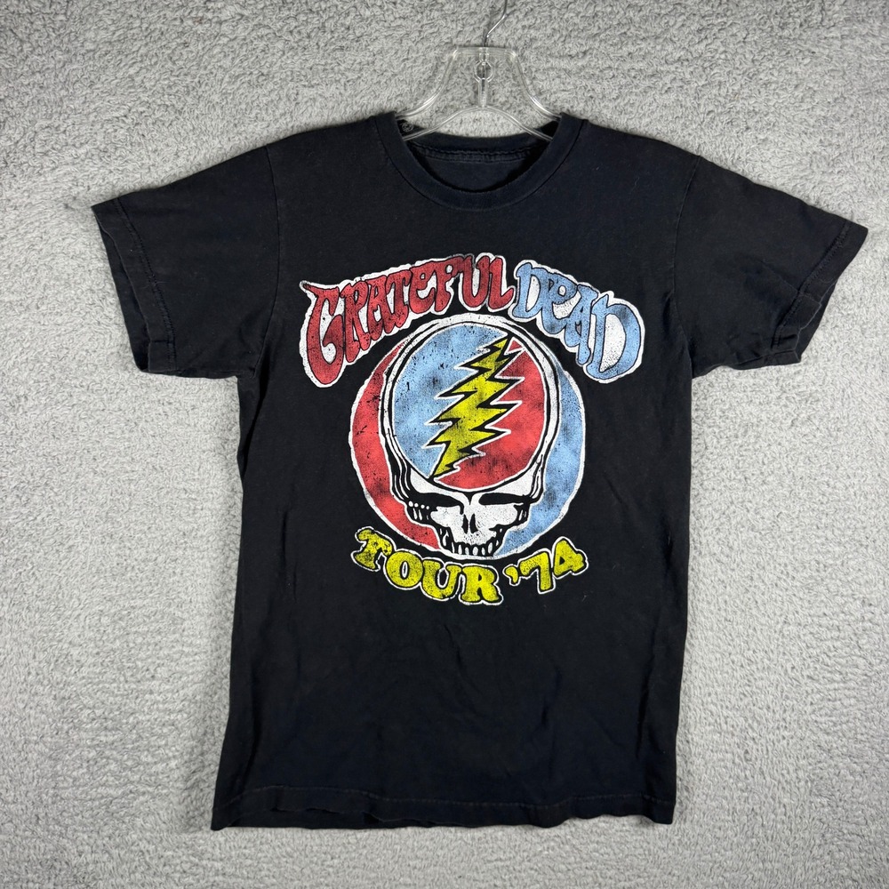 Grateful Dead Tour 74 Steal Your Face Graphic T-Shirt Mens Small Black Ripple